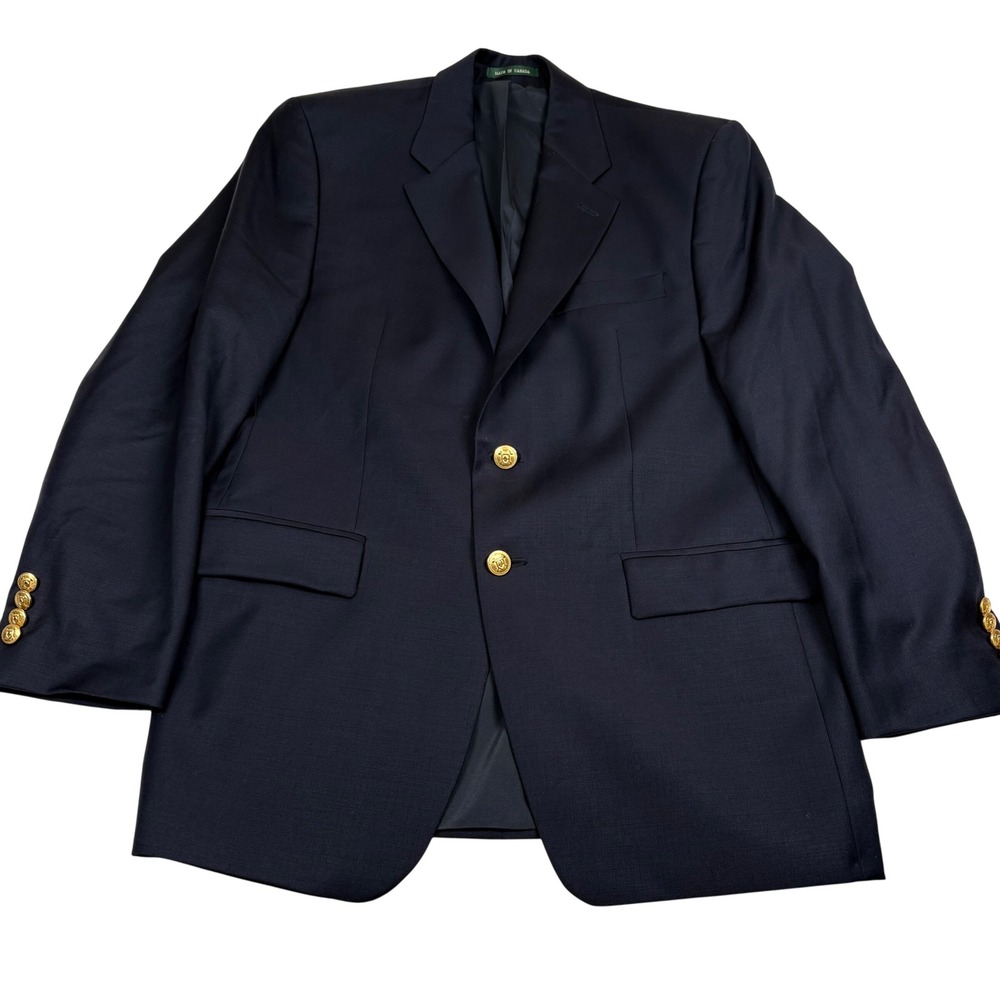 Lauren Ralph Lauren Mens Navy Blue Blazer Gold Buttons Size 39R Measures 42